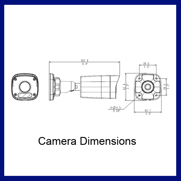 camera dimensions - 4 Camera IP System
