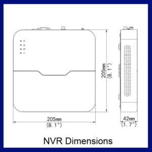 nvr dimensions 300x300 - 4 Camera IP System
