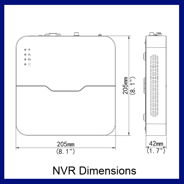 nvr dimensions - 4 Camera IP System